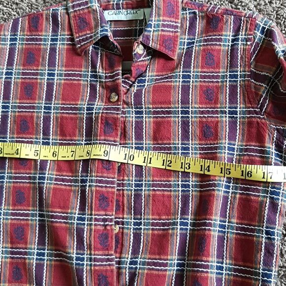 Cabin Creek Embroidered Red Botton Down Shirt Ps - Picture 5 of 7